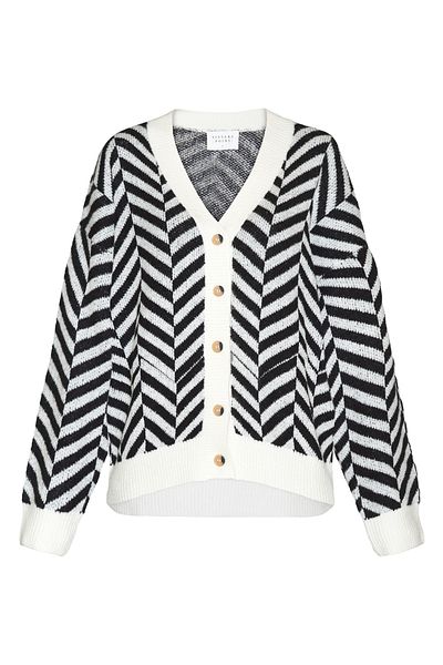 Sister's Point Strickjacke - Damen/Mädchen - Creme/Schwarz