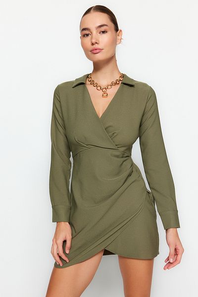 Trendyol Collection Khaki duplasoros szőtt ruha TWOAW24EL00737