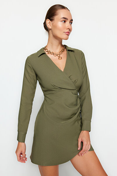 Trendyol Collection Khaki duplasoros szőtt ruha TWOAW24EL00737