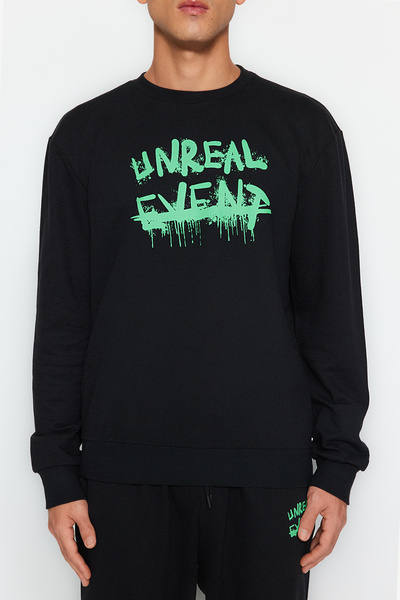 Trendyol Collection Black Regular Fit Printed Knitted Pajamas Set TMNAW24PT00046