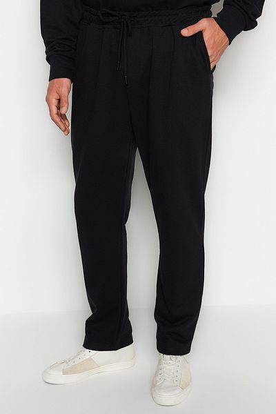 Trendyol Collection Hochwertige schwarze, dick geschnittene Jogginghose – Doppelbein TMNAW24EA00023