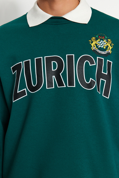 Trendyol Collection Σκούρο πράσινο Oversize Polar Φούτερ - TMNAW24sw00187