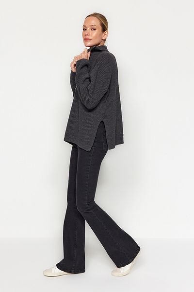 Trendyol Collection Anthrazit Wide Fit - Nachhaltiger Strickpullover TWOAW24KZ01119