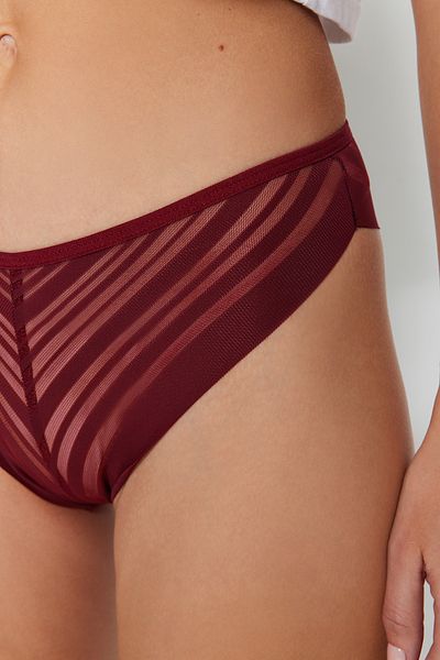 Trendyol Collection Brasilianische Strickhöschen aus Poliamid im 3er-Pack in Schwarz-Weiß-Burgunderrot THMAW24KU00013
