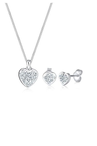 ELLI Schmuckset Herz Kristalle 925 Silber Amour