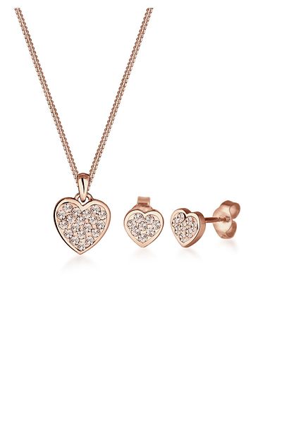 ELLI Schmuckset Herz Kristalle 925 Silber Amour