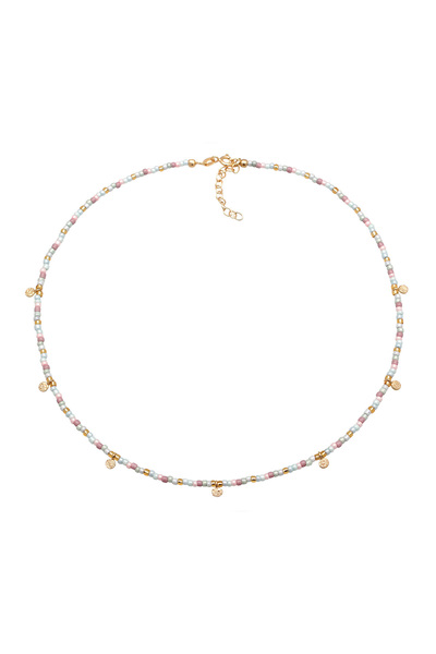 ELLI Halskette Plättchen Glas Beads Bunt 925 Silver vergoldet