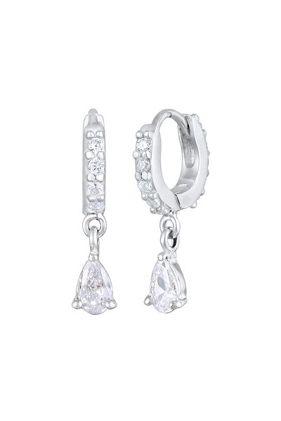 ELLI Ohrringe Creolen Zirkonia Tropfen Elegant 925 Silber