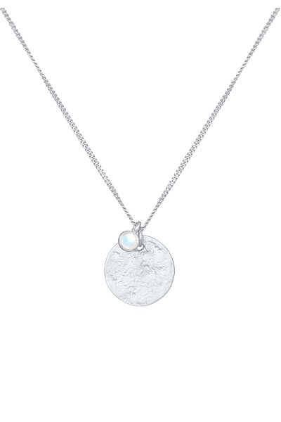 ELLI Halskette Plättchen Vintage Organic Mondstein 925 Silber