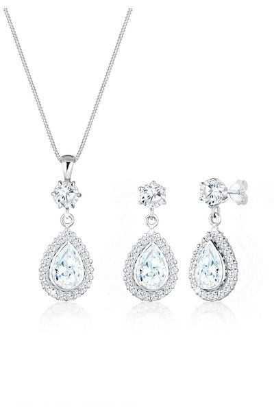 ELLI Schmuckset Tropfen Zirkonya 925 Ayar Gümüş