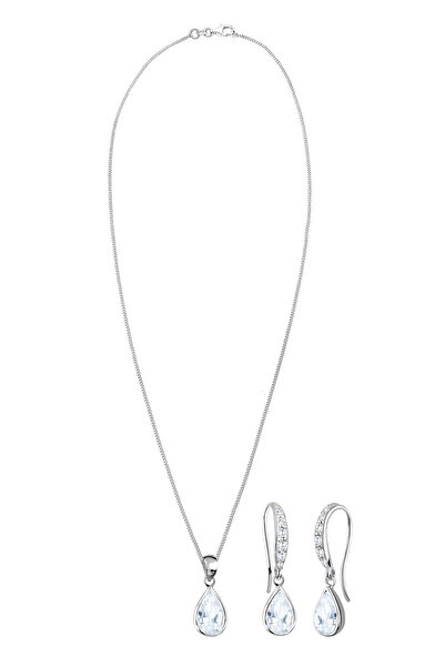 ELLI Schmuckset Tropfen Zirkonia 925 Sterling Silber