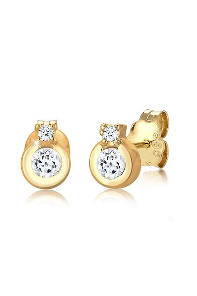 ELLI Ohrringe Klassik Kreis Topas Diamant (0.03ct.) 585 Gelbgold