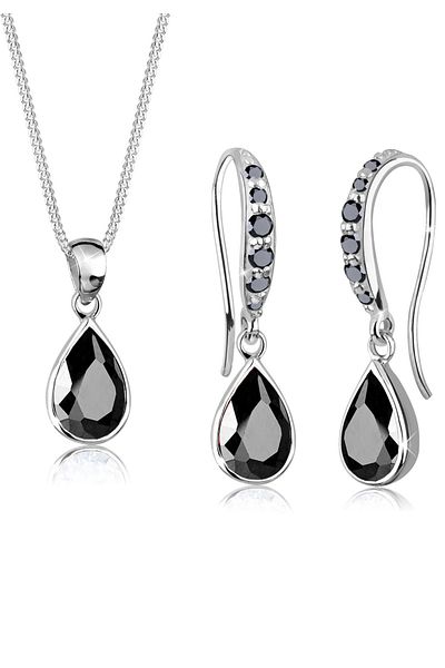 ELLI Schmuckset Tropfen Zirkonia 925 Sterling Silber