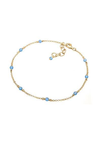 ELLI Fußschmuck Kugel Bead Strand Meer Urlaub Blau 925er Silber