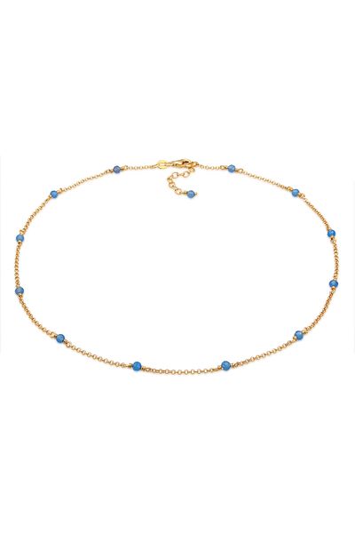 ELLI Halskette Achat Blau 925 Silber vergoldet