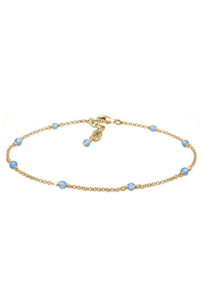 ELLI Fußschmuck Kugel Bead Strand Meer Urlaub Blau 925er Silber