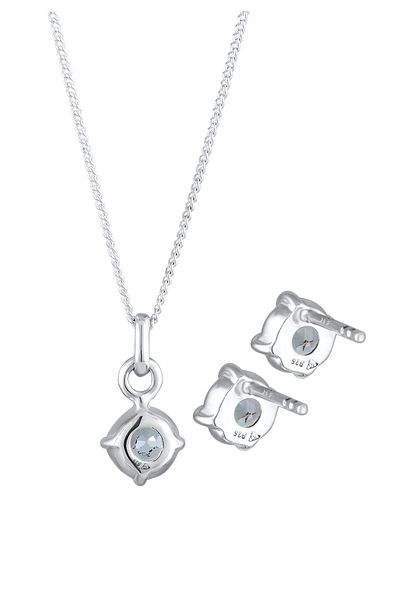 ELLI Schmuckset Topas Ohrstecker Solitär Kette 925 Silber