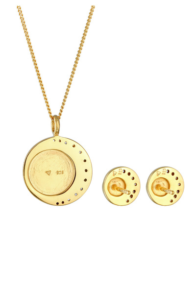 Nenalina Schmuckset Mond Plättchen Coin Astro Zirkonia 925 Silber