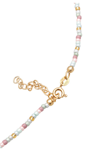 ELLI Halskette Plättchen Glas Beads Bunt 925 Silver vergoldet