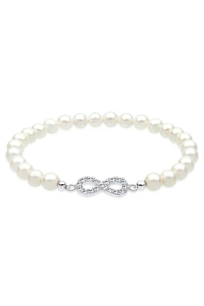 ELLI Armband Infinity Perle Kristalle 925 Silber