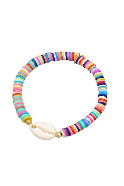 ELLI Armband Heishi Perlen Bunt Kauri Muschel 925 Silber