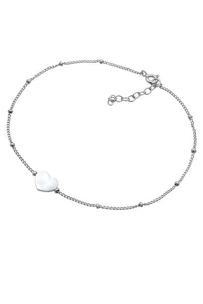 ELLI Fußschmuck Herzchen Kugelkette Verspielt Sommer 925 Silber