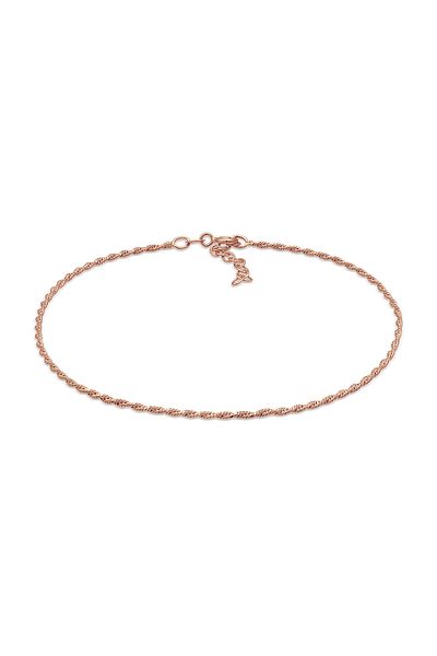 ELLI Fußschmuck Kordelkette Gedreht Basic Zeitlos 925 Silber