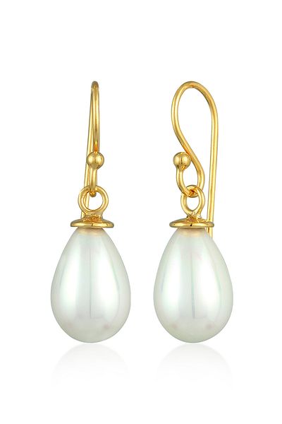 Nenalina Ohrringe Hänger Muschelkernperle Oval Klassisch 925 Gümüş