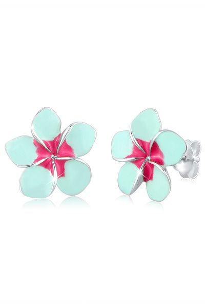 ELLI Ohrringe Frangipani Blüte Natur Blume Emaille 925 Silber