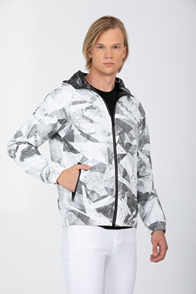 DYNAMO Palton de primăvară pentru bărbați, cu glugă, cu model, din piele artificială, căptușită cu material textil 8069