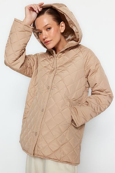 Trendyol Collection Beige Hooded Water Repellent Quilted Coat TWOAW23MO00131