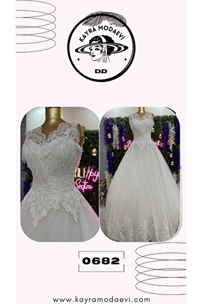 Kayra Modaevi Boncuklu Dantel A-Kesim Gelinlik
