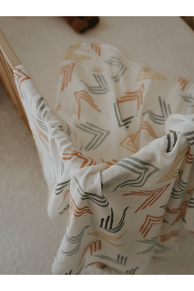 İpeksi Organic Colored Striped Muslin Blanket 120x120cm