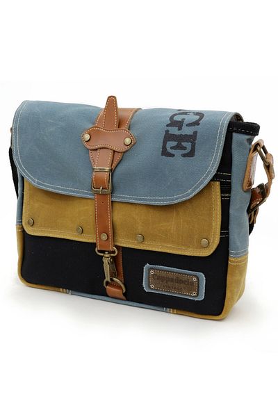 Cappadocia Vintage 4046 حقيبة كمبيوتر محمول من القماش المشمع المقاوم للماء من Antiochia Shoulder Postman School Lemon Mouldy Mustard