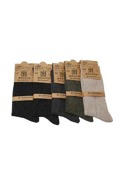 Hilis Socks Комплект от 5 чифта мъжки зимни чорапи от агнешка вълна