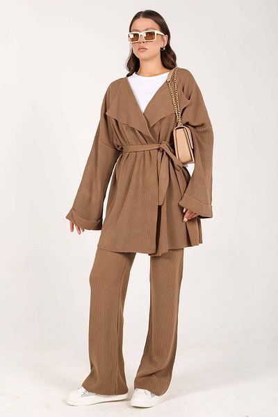 Melike Tatar MILKY COFFEE Cardigan Knitwear Set 3-3004