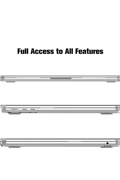 CEPCASE Macbook 13.6' Air 2022 M2 A2681 Kılıf Kristal Şeffaf Tasarım Kapak Ekran Filmi Cam Koruma