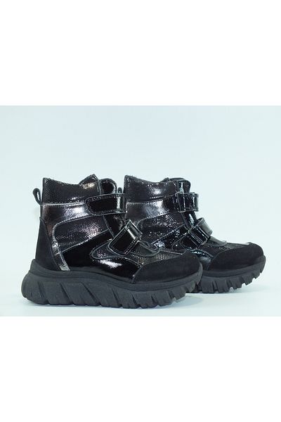 Toddler Shiny Genuine Leather Boots with Double Velcro