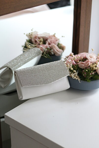 Moom Bag Γυναικεία τσάντα Mini Box White Satin Stone