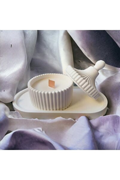 Genel Markalar Dekoratif Kapaklı Kavanozda Kokulu Soya Mumu Ve Şık Sunum Altlığı