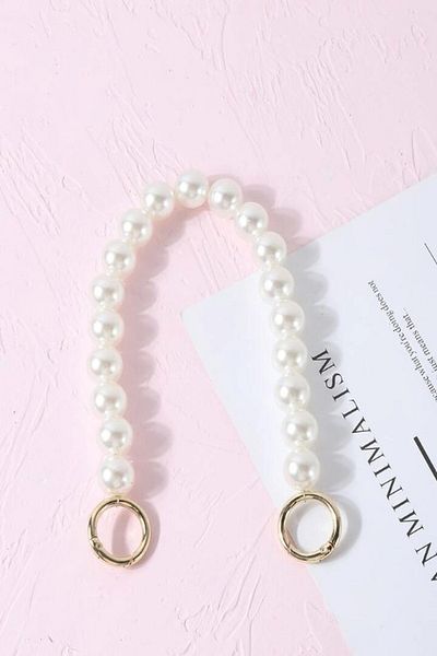 Emtory Home Χρυσό στρογγυλό δαχτυλίδι 35cm με λουράκι τσάντας με μαργαριταρένια κρέμα