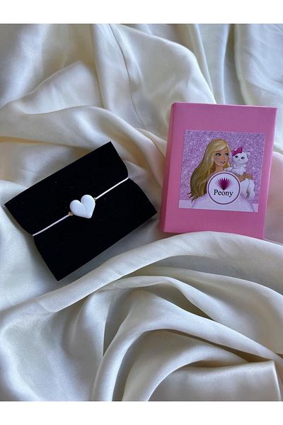 PEONY - peonyofficiall White Heart Glass Murano White String Bracelet