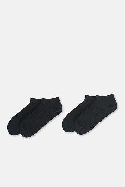 Dagi Schwarze 6926 Herren-Bambus-Booties-Socken, 2-teilig