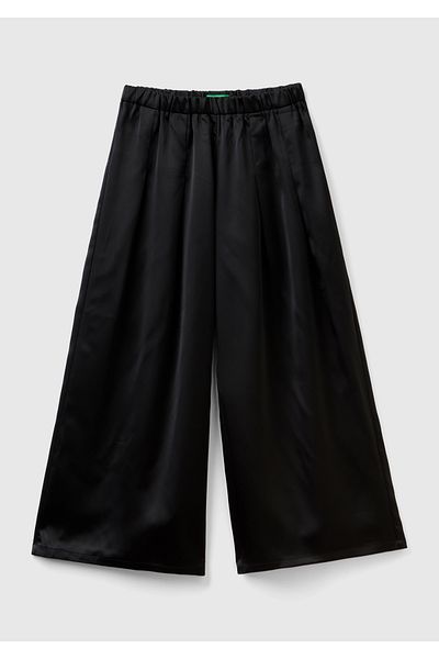 United Colors of Benetton Girl - Black Elastic Waist, Wide Leg Trousers