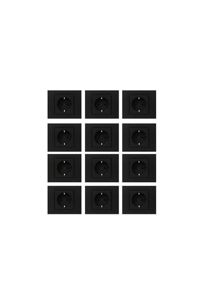 OVİVO Ovivo Grano Black Grounded Socket 12 Pack (Frame Included)