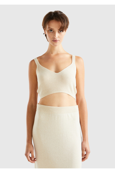 United Colors of Benetton صندل نسائي من الكشمير المختلط باللون البيج