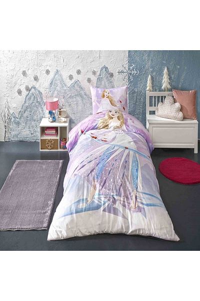 Taç Disney Frozen Breezy Cotton Single Duvet Cover Set with Patterned Elastic on Both Sides 160 Cm X 220 Cm