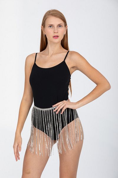 VS ACCESSORY رجم طويل شرابة كريستال حزام تنورة قابل للتعديل