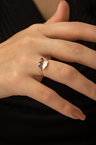 SUNSHINE 925 Ayar Rose Kaplamalı Laci Taşlı Tüy Gümüş Yüzük