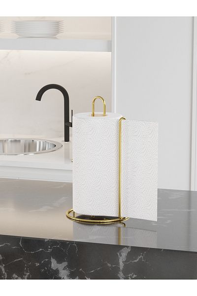 SUNTEL BANYO VE MUTFAK AKSESUARLARI Θήκη χαρτοπετσέτας σε ρολό χρυσό - Ανοξείδωτο αξεσουάρ πάνω από τον πάγκο